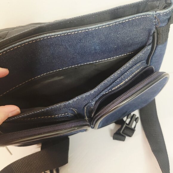 Vtg Mudd Denim Jean Blue Crossbody Bag Purse Y2K Satchel Bag Lots of Pockets - Picture 6 of 11
